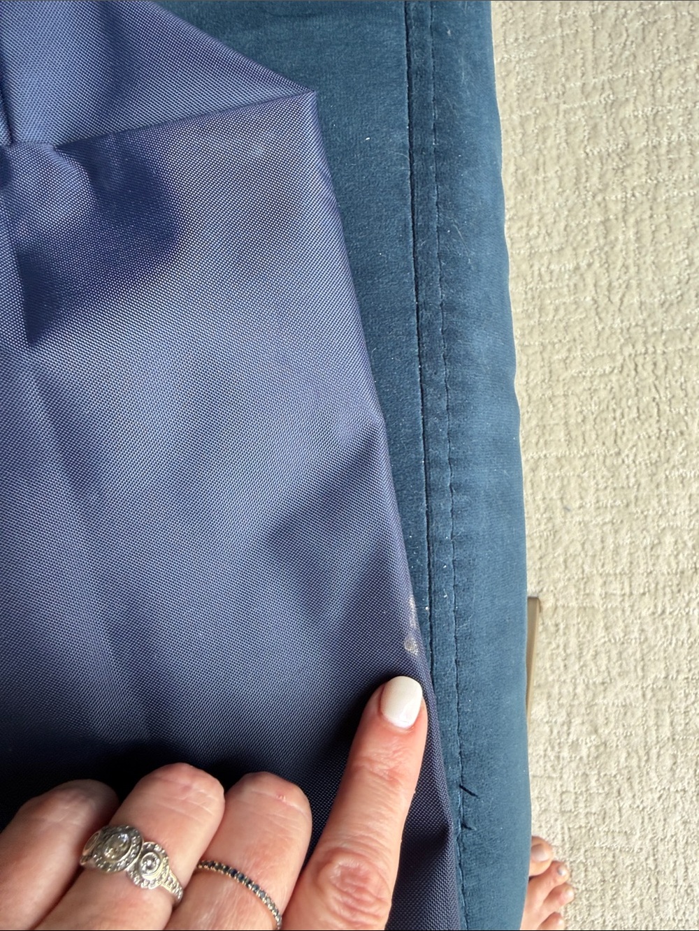 Longchamp Navy Tote with Brown Leather Trim - Picture 2 of 7